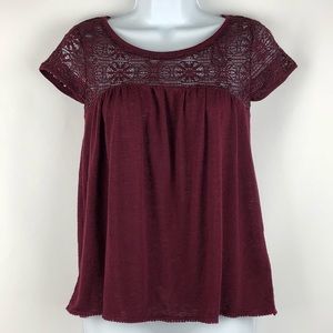 🌼 4 for $20 Prince & Fox Burgundy Upper Lace Top